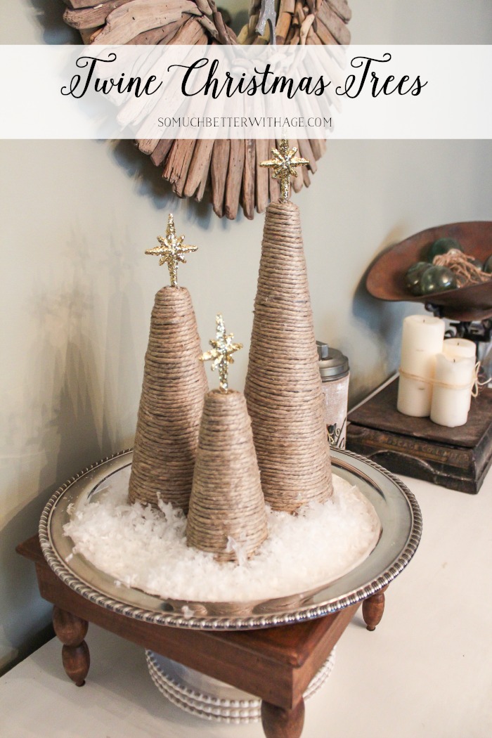 DIY Twine Christmas Trees graphic.