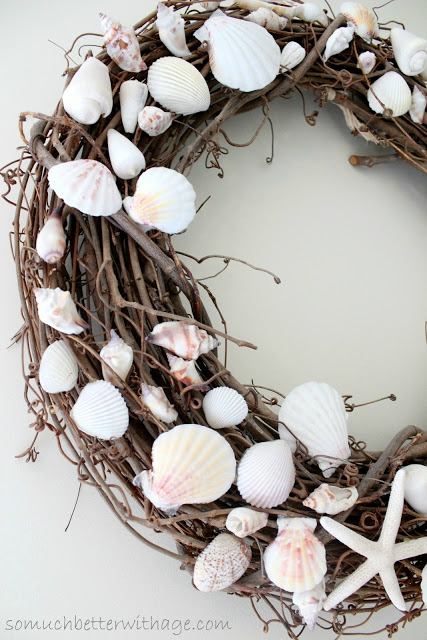 Summer wreath / up close picture of wreath with shells - So Much Better With Age