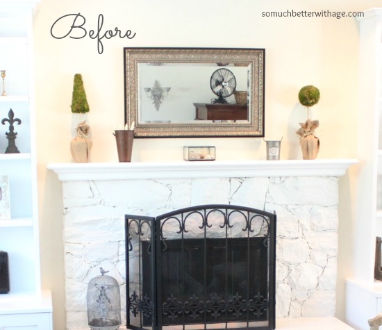 Easy Summer Mantel Update / a before picture of the mantel - So Much Better With Age