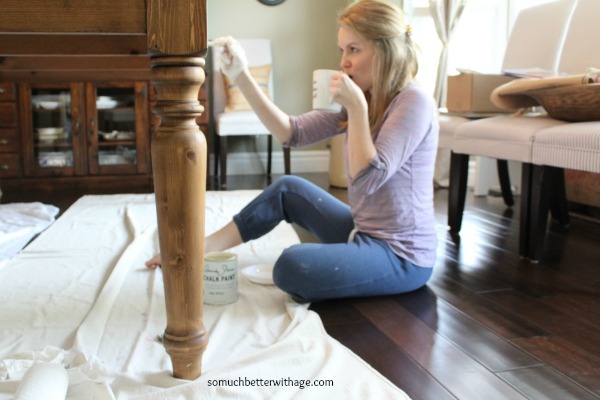 Painting table legs www.somuchbetterwithage.com