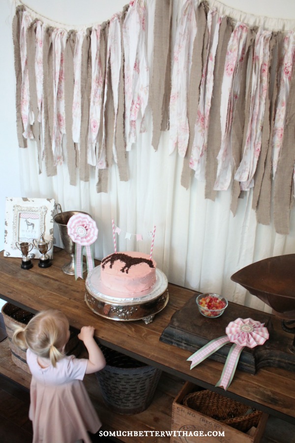 Vintage equestrian birthday party / little girl looking at the horse cake - So Much Better With Age