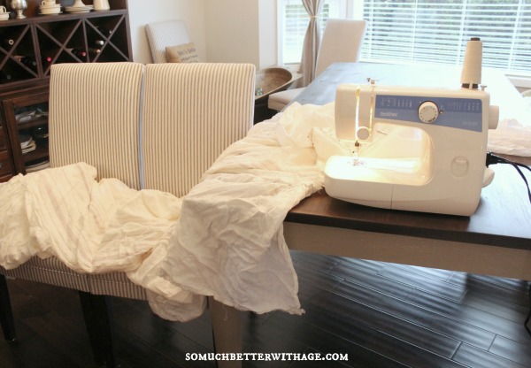 How to make a ruffled tablecloth / setting up the sewing machine - So Much Better With Age