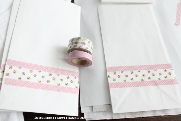 Washi tape on party favour bags.