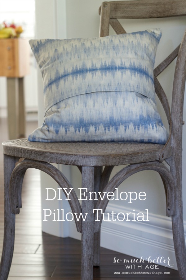 Blue and white pillow on chair.