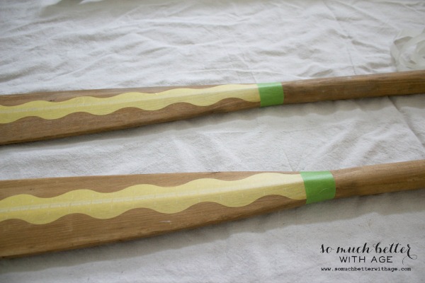 Regular tape at the end of the wooden oars.