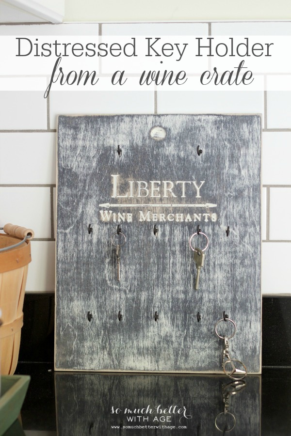 Distressed Key Holder from Wine Crate