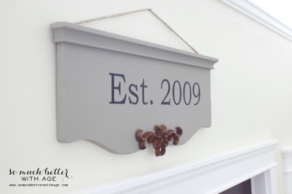 Est. 2009 sign hanging on wall.