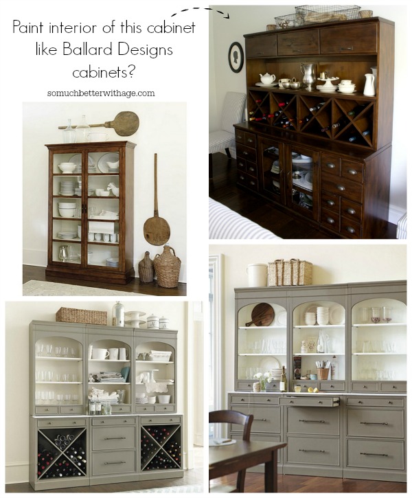 Paint the Interior of this Cabinet Like Ballard Designs Cabinets?