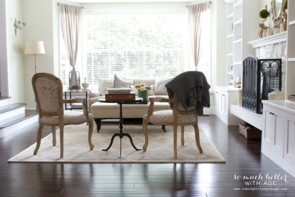 A shot of the formal living room with neutral colors.