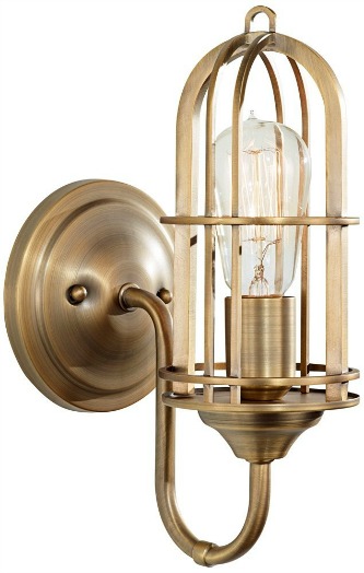 A wall sconce in gold.