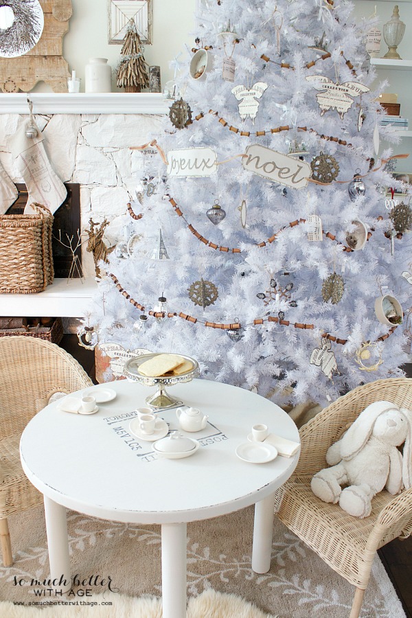 Dreaming of a white Christmas Balsam Hill Christmas tree / neutral French ornaments on tree - So Much Better With Age