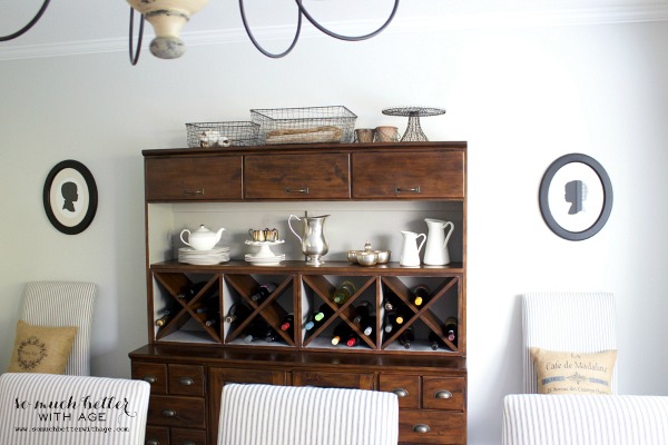 Wine racks on shelf.