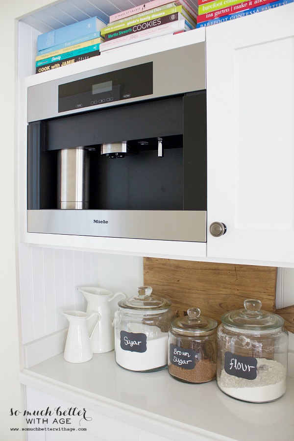 Butler pantry and kitchen office updates / Miele coffee maker , Mini butler pantry updates - So Much Better With Age