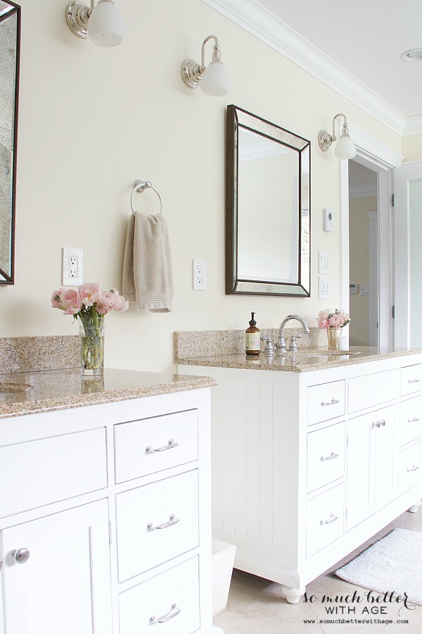 Side by side vanities in bathroom.