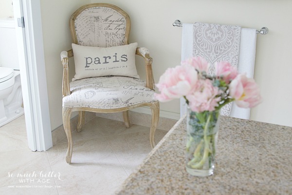 A Paris pillow on a French chair.