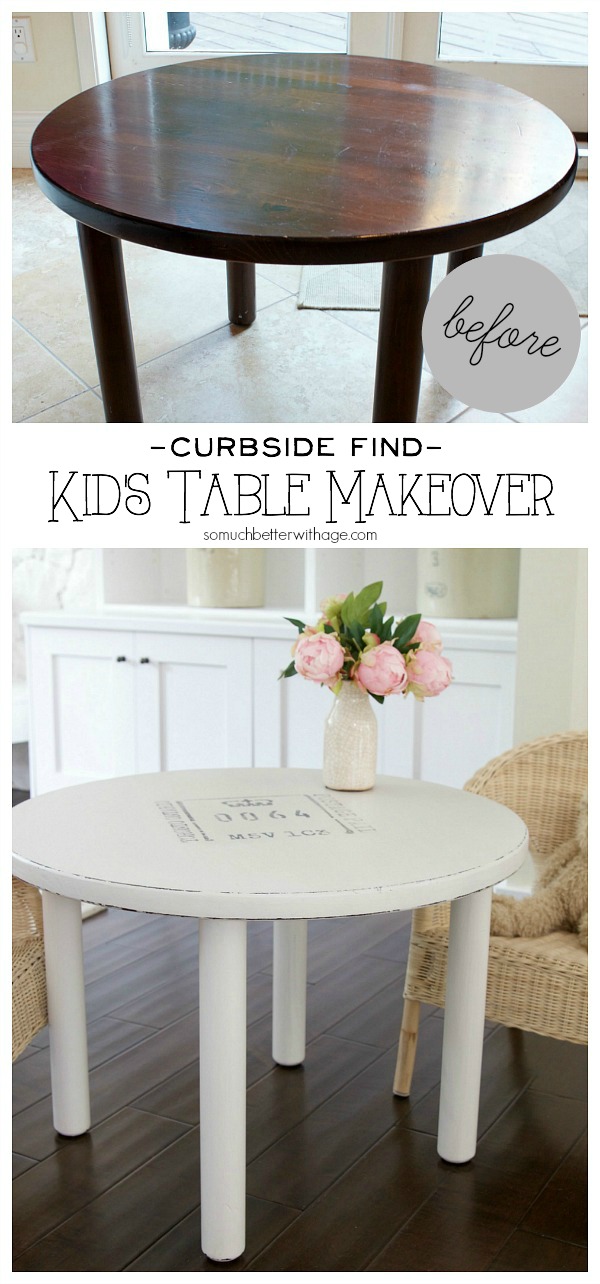 Kid's table makeover poster.