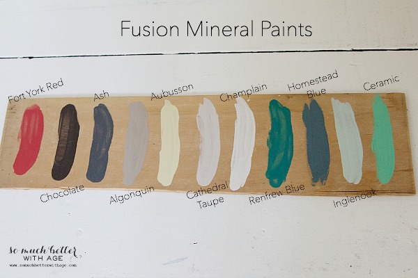 Fusion mineral paint colors on a wooden stick.