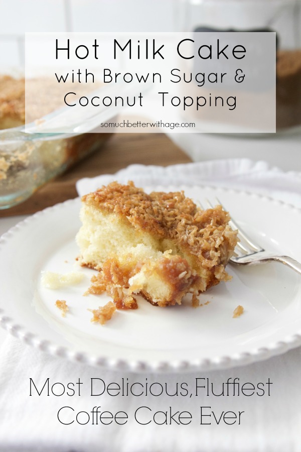 Cake with coconut topping on a white plate.