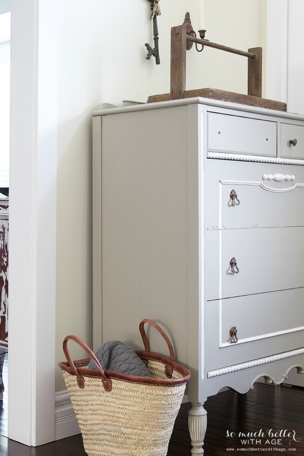 Dresser in bedroom with French vibe.