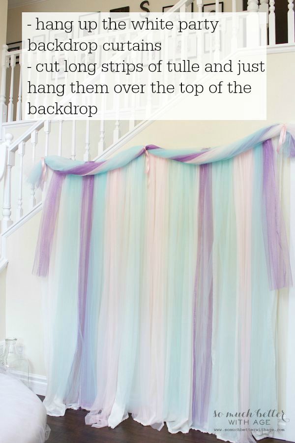 The multicolored tulle hanging on wall.