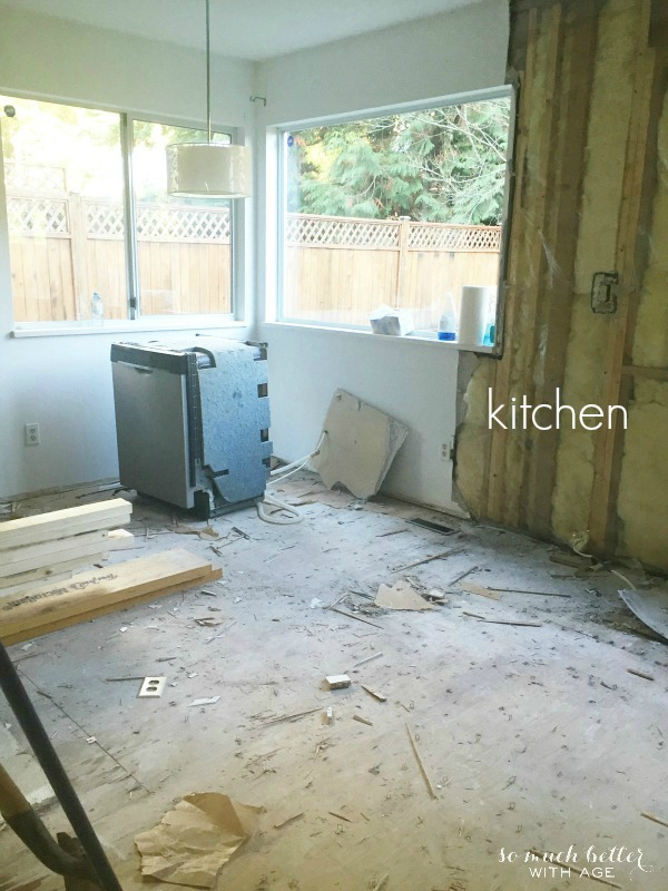  The corner of the gutted kitchen.