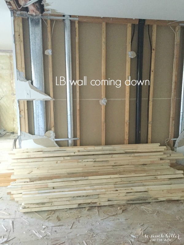A load bearing wall being taken down.