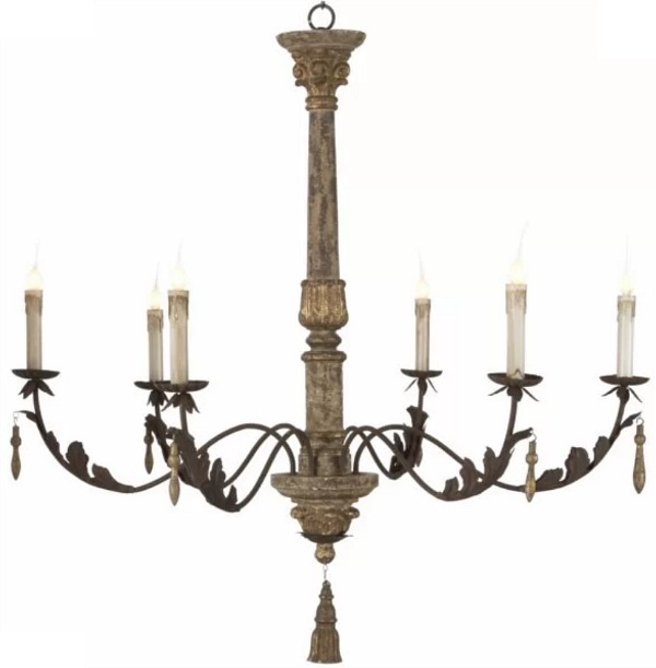  Grand Arielle chandelier with rustic metal.