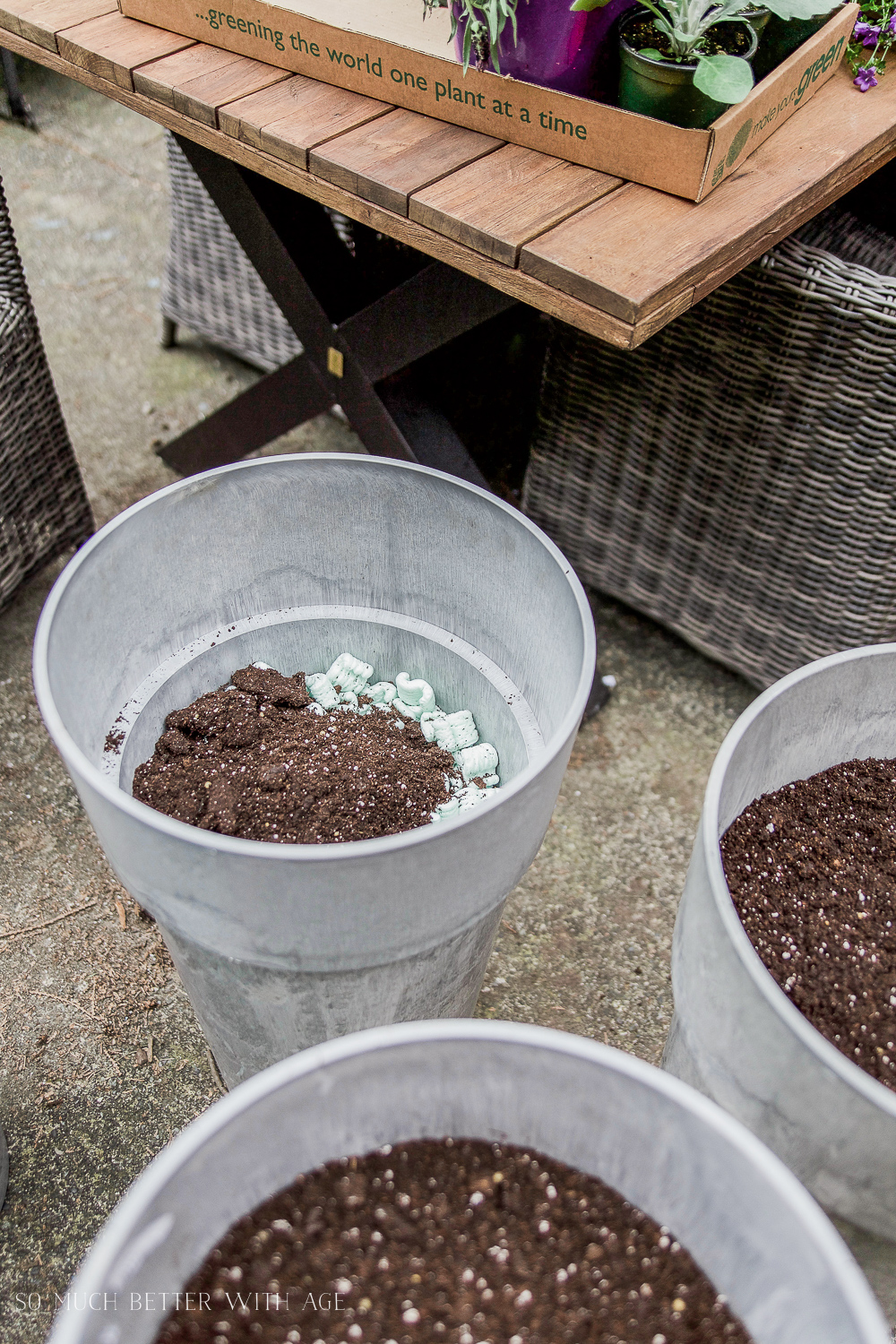 The Best Tip for Filling Large Outdoor Planters - So Much Better