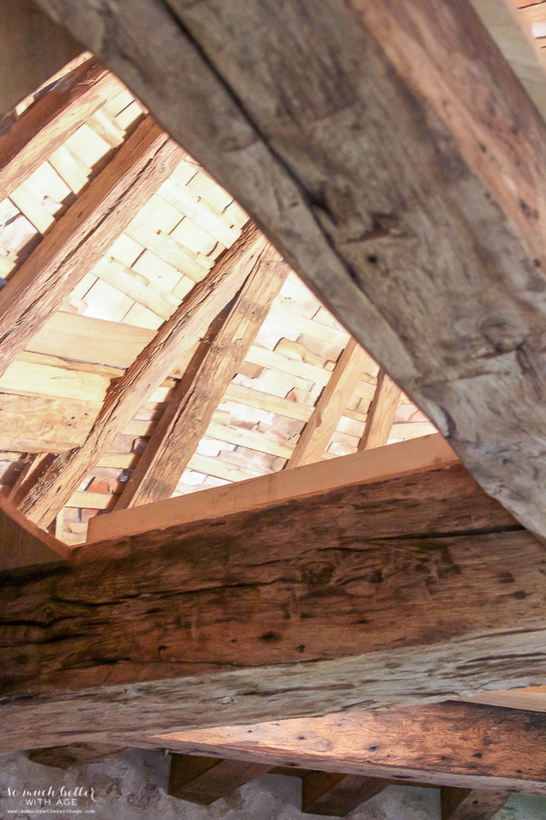 Up close shot of the wooden beams.