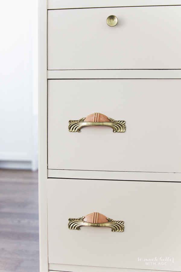 The same dresser painted a soft pink.