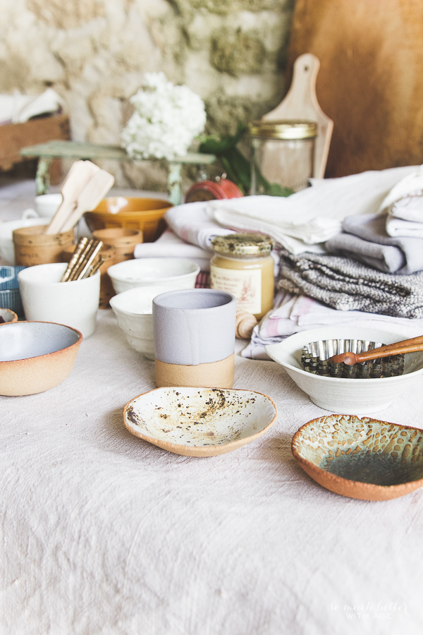 Unique stoneware dishes to put items in like fancy salt.
