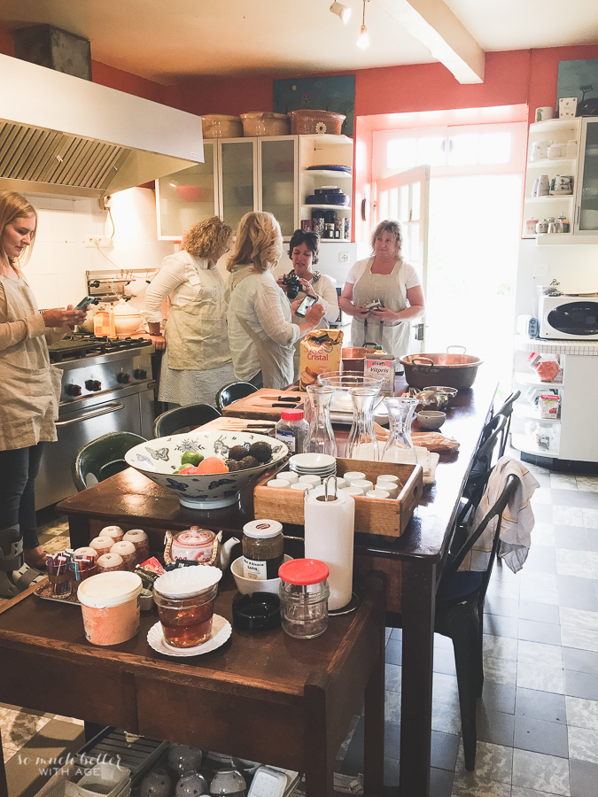 Making strawberry jam in France.