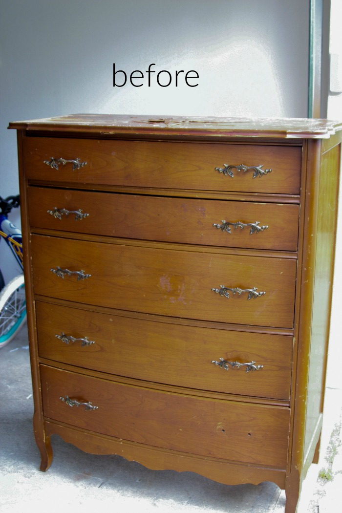 Before old dresser.