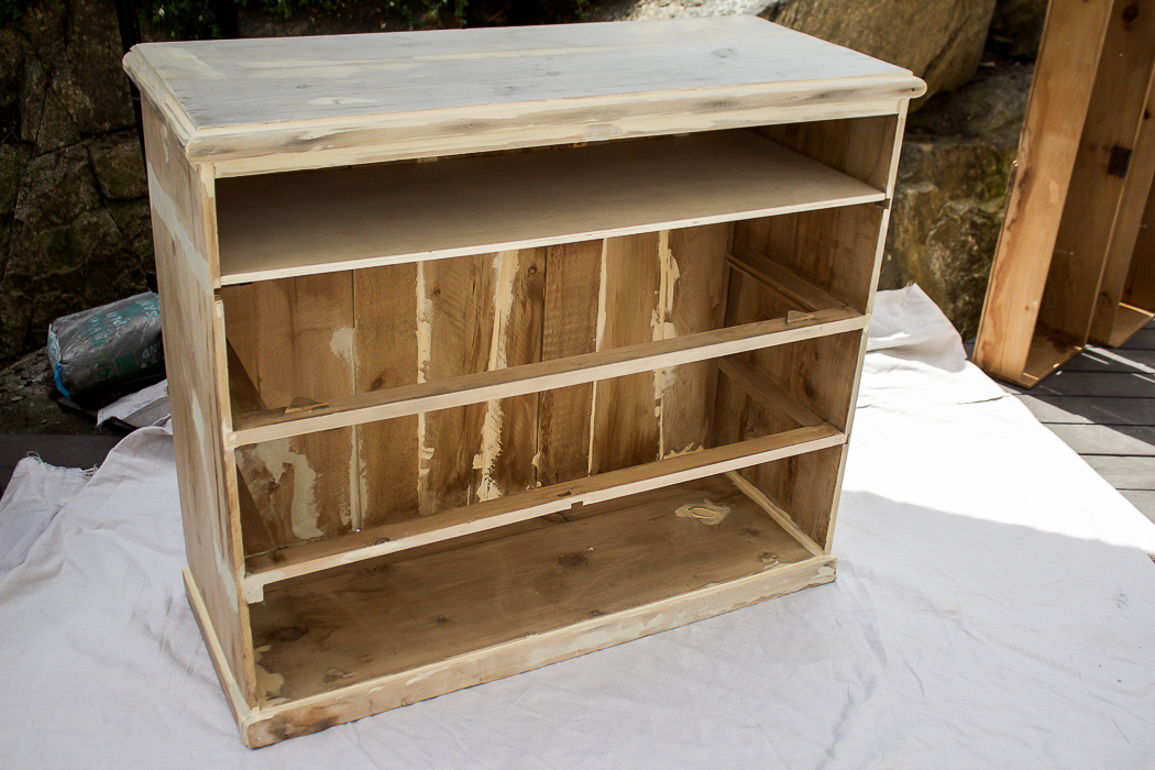 Damaged dresser getting repaired. 