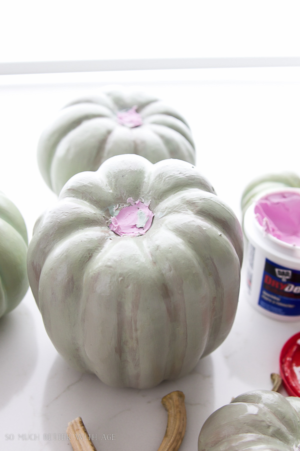 DIY heirloom pumpkin tutorial /remove plastic stems on pumpkins - So Much Better With Age