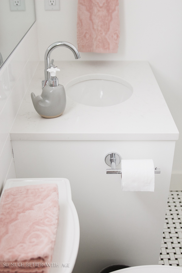 Blue Trough Sink In Kids Bathroom With Images Small Farmhouse