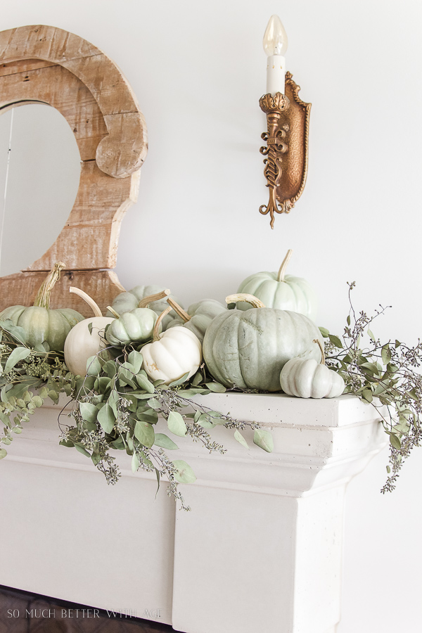 DIY heirloom pumpkin tutorial / pumpkins on mantel - So Much Better With Age