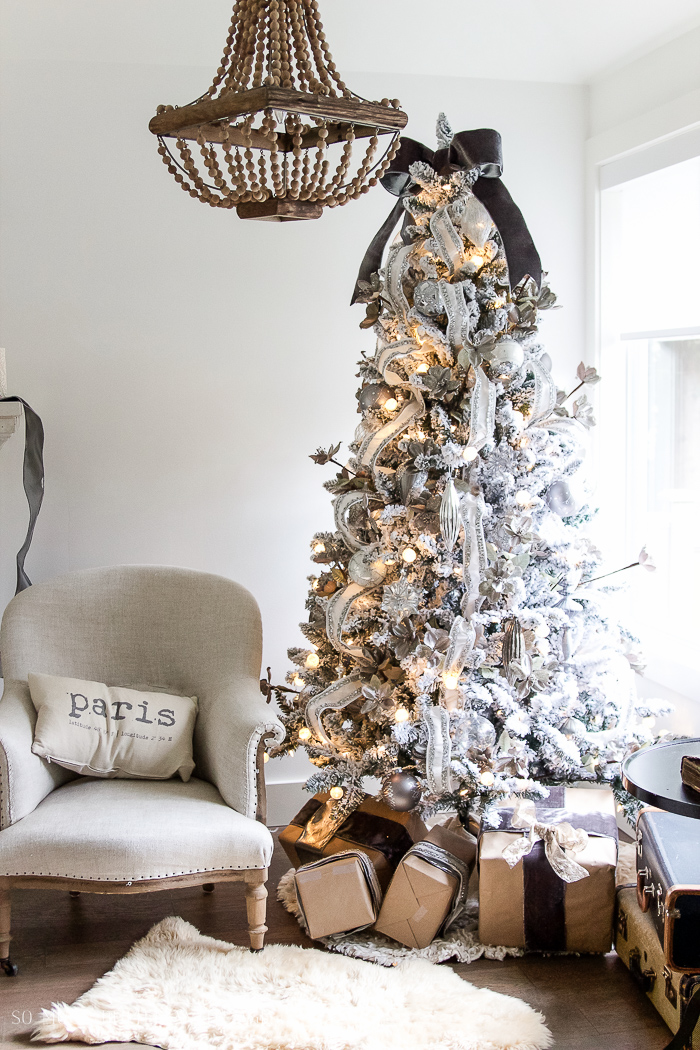  Two flocked Christmas trees, a review / French neutral decor - So Much Better With Age