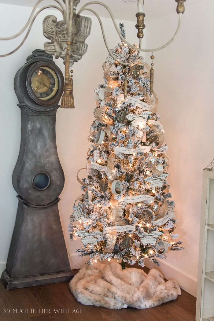  Two flocked Christmas trees, a review / French chandelier and Mora clock - So Much Better With Age