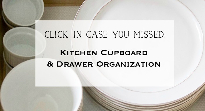 Kitchen Cupboard and Drawer Organization graphic.