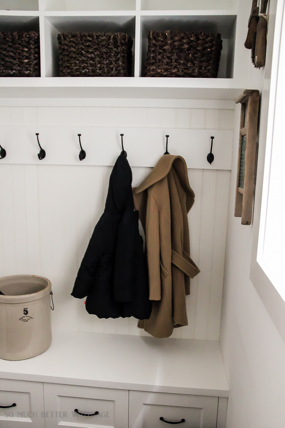 Tiny Vintage Mudroom Makeover - So Much Better With Age