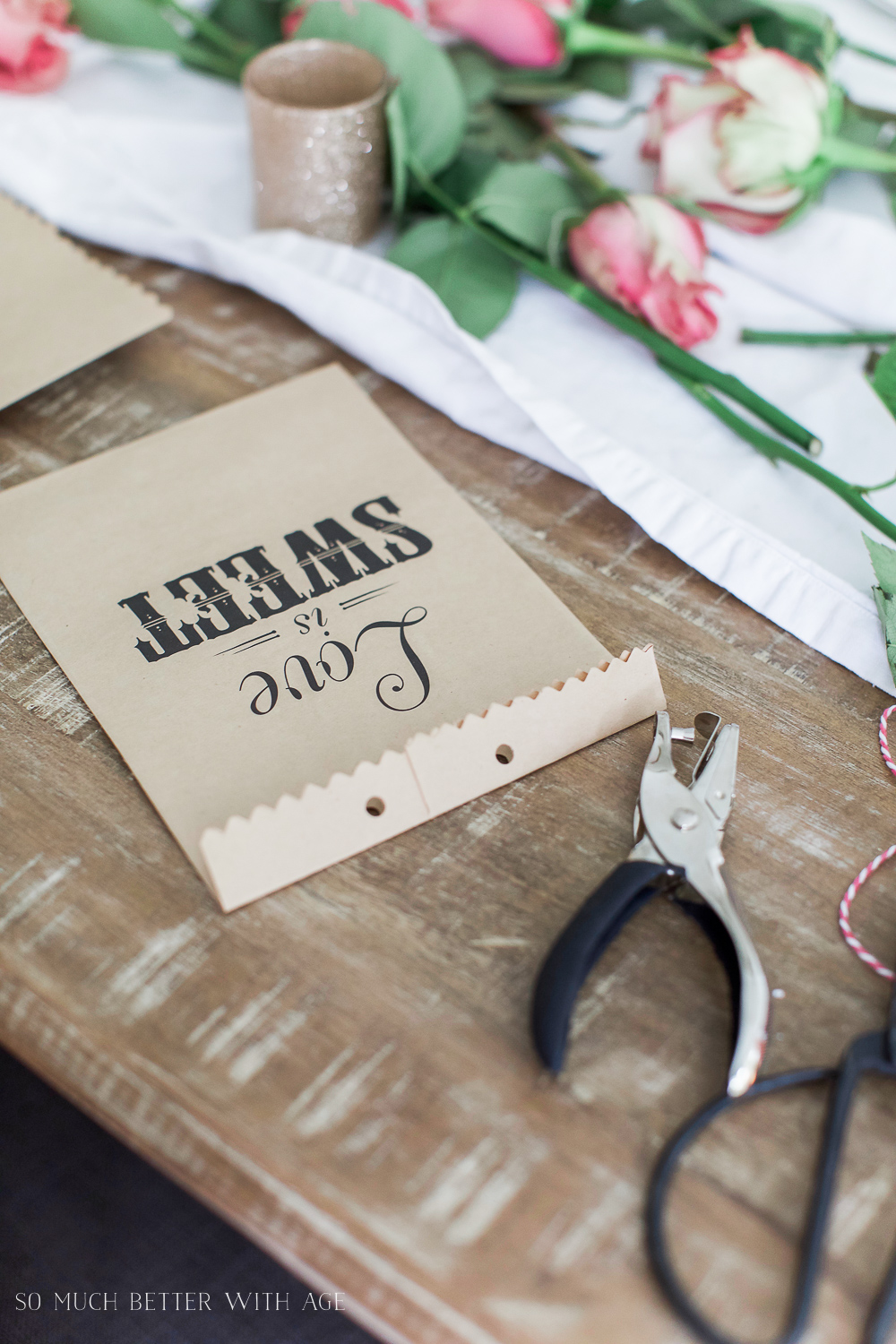 Valentine's Day Kraft Treat Bags / punching holes in the treat bag - So Much Better With Age