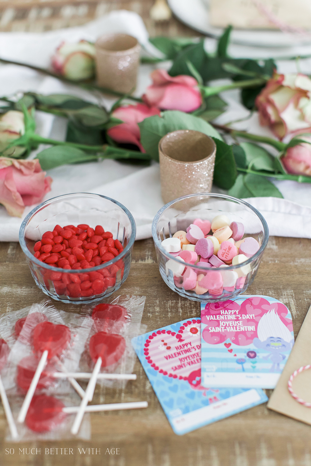 Candies in glass bowls on the table.