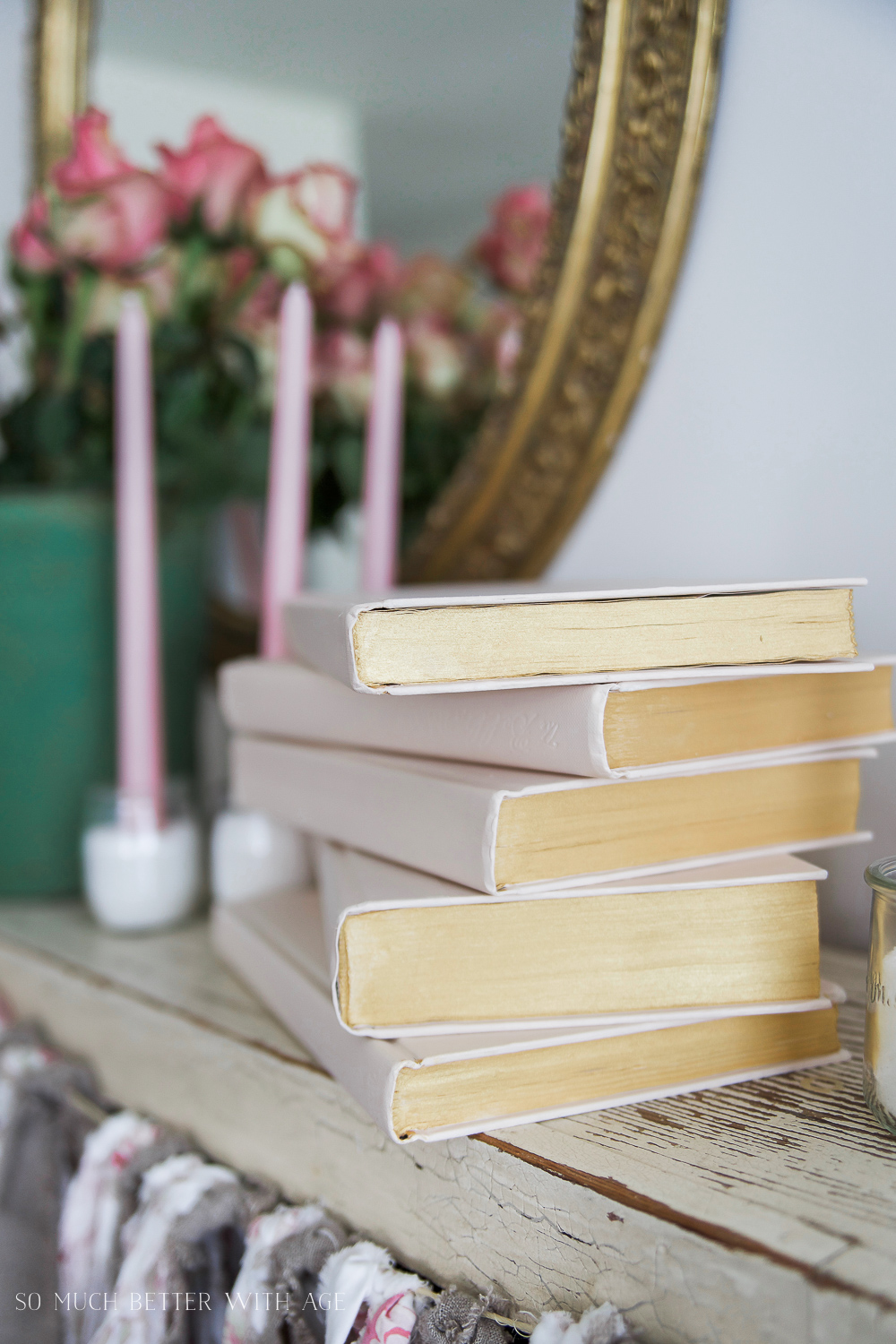 Painted Pink and Metallic Gold Books