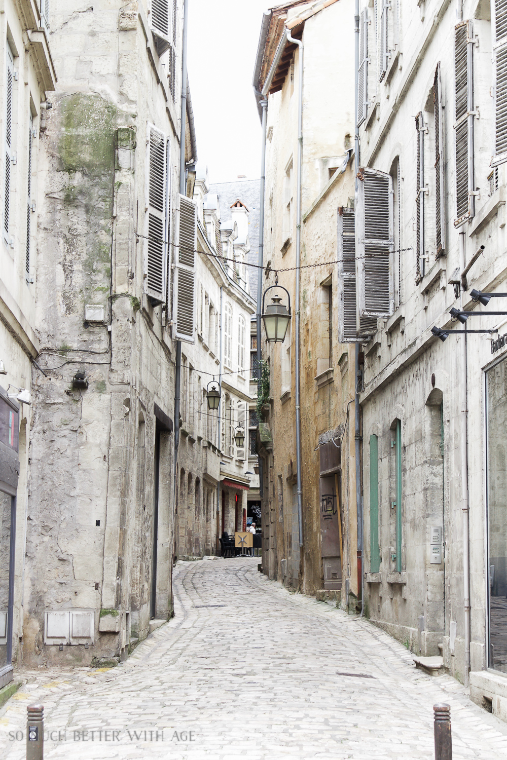 Rows of old buildings in France.