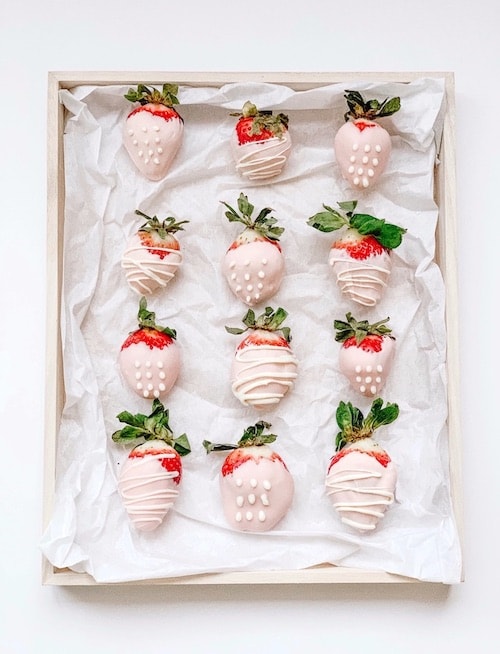 White chocolate dipped strawberries.