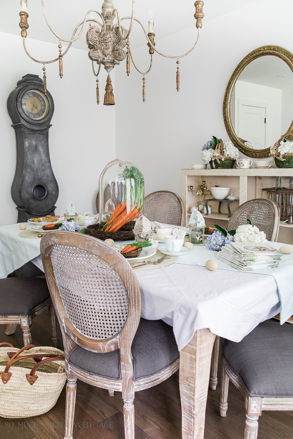 How to Set a Peter Rabbit Inspired Easter Table/French chandelier - So Much Better With Age