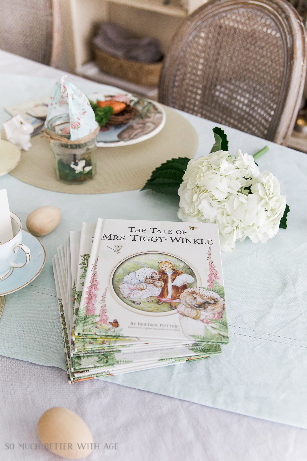 How to Set a Peter Rabbit Inspired Easter Table/Beatrix Potter books - So Much Better With Age