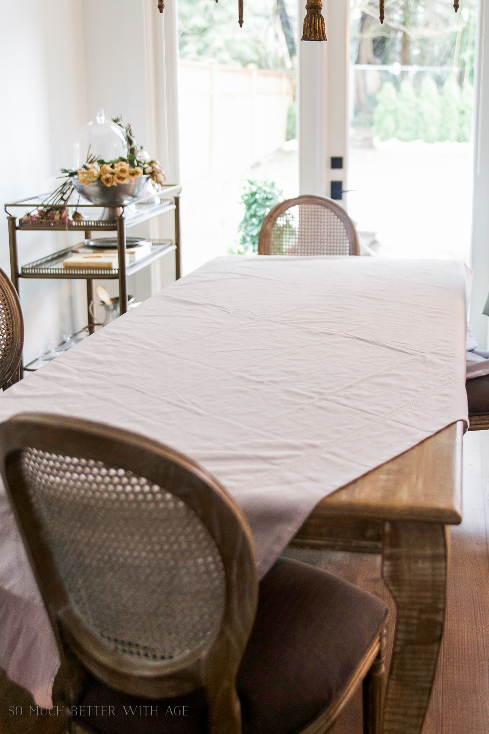 How to Set a Peter Rabbit Inspired Easter Table/lilac tablecloth - So Much Better With Age