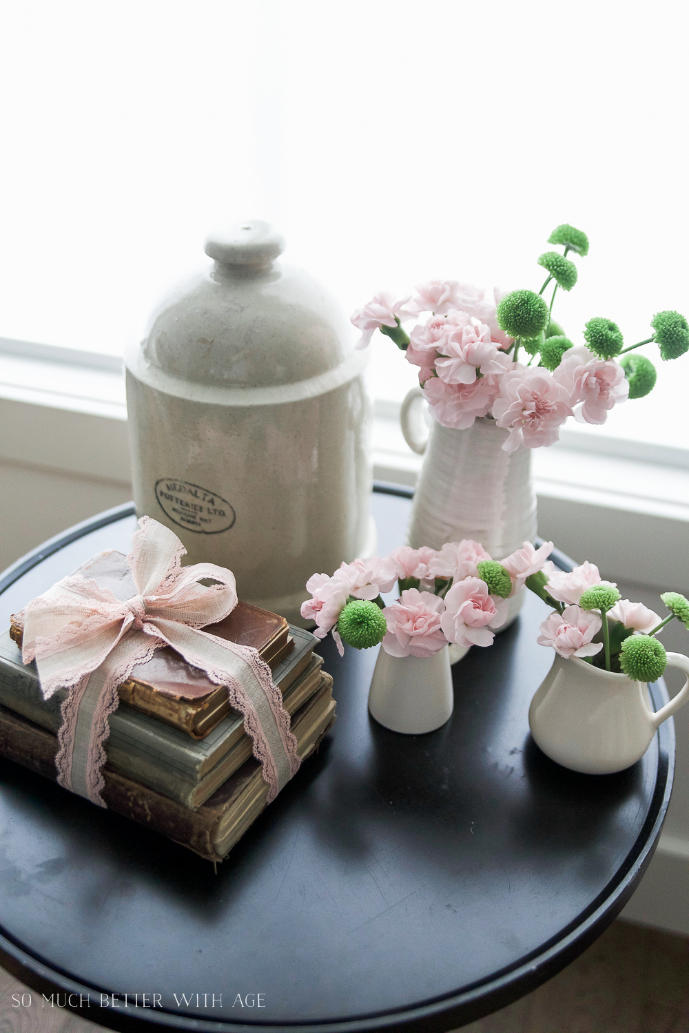 Easter Egg Stick Garland & French Vintage Spring Tour / vintage books tied with a pink ribbon - So Much Better With Age